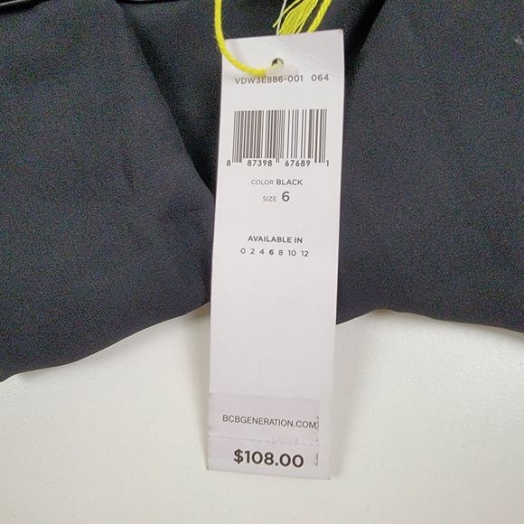 BCBG Faux Leather Maxi Dress Slit Lace Trim Size 6 - Picture 6 of 7